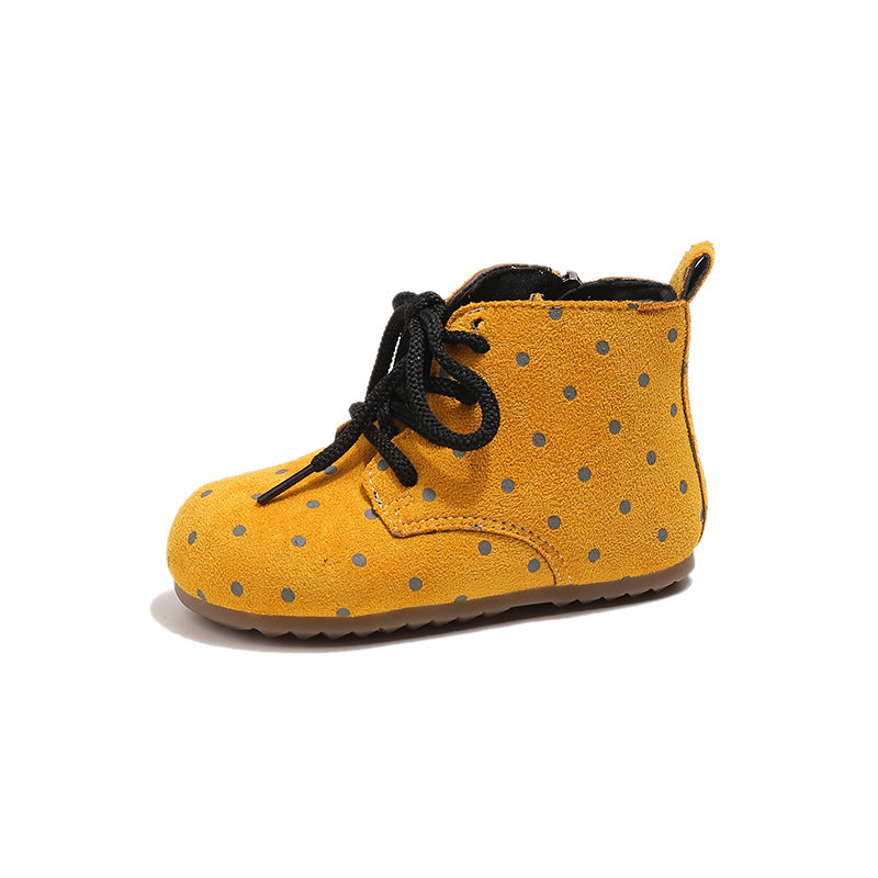 Polka dot ugly Birkenstock boots 2025 spring and autumn new Korean version of girls round head British style Martin boots soft-soled short boots