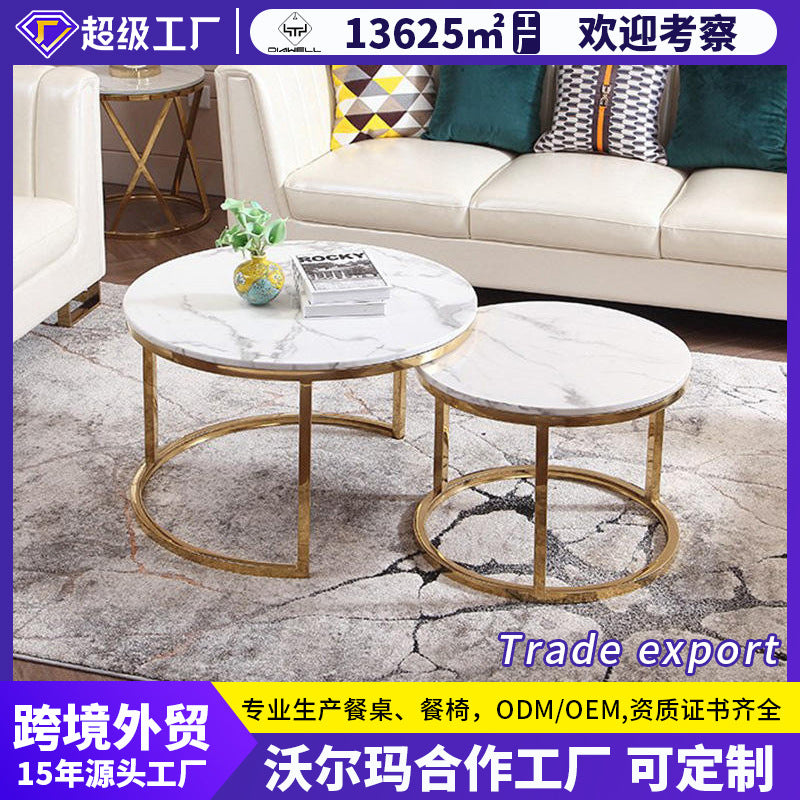 Amazon accessible luxury coffee table living room classy countertop glass round table coffee table for home iron art large and small round coffee table