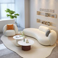 Nordic normcore cream style sofa living room velvet art curved modern casualaccessible luxury beauty salon reception internet celebrity style