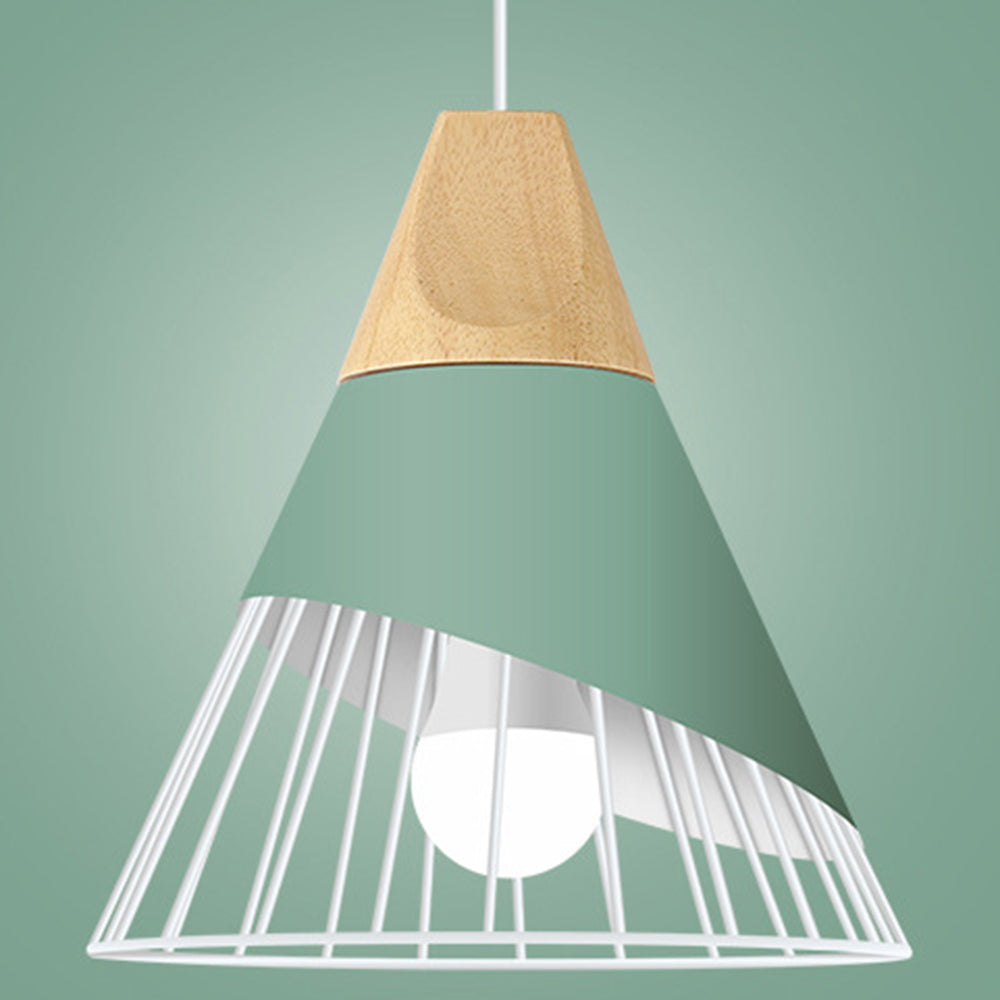 Creative home lighting Nordic modern simple dining room living room bedroom study wood cone horn wrought iron chandelier