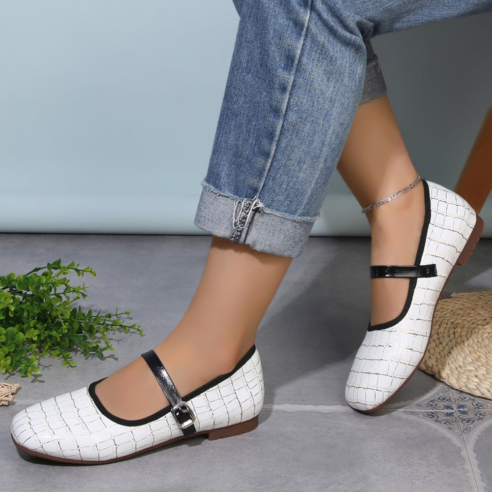 Exportplus size square toe mary jane leather shoes  spring & fall new arrivalflats one-word buckle women's shoes textureflatsflats