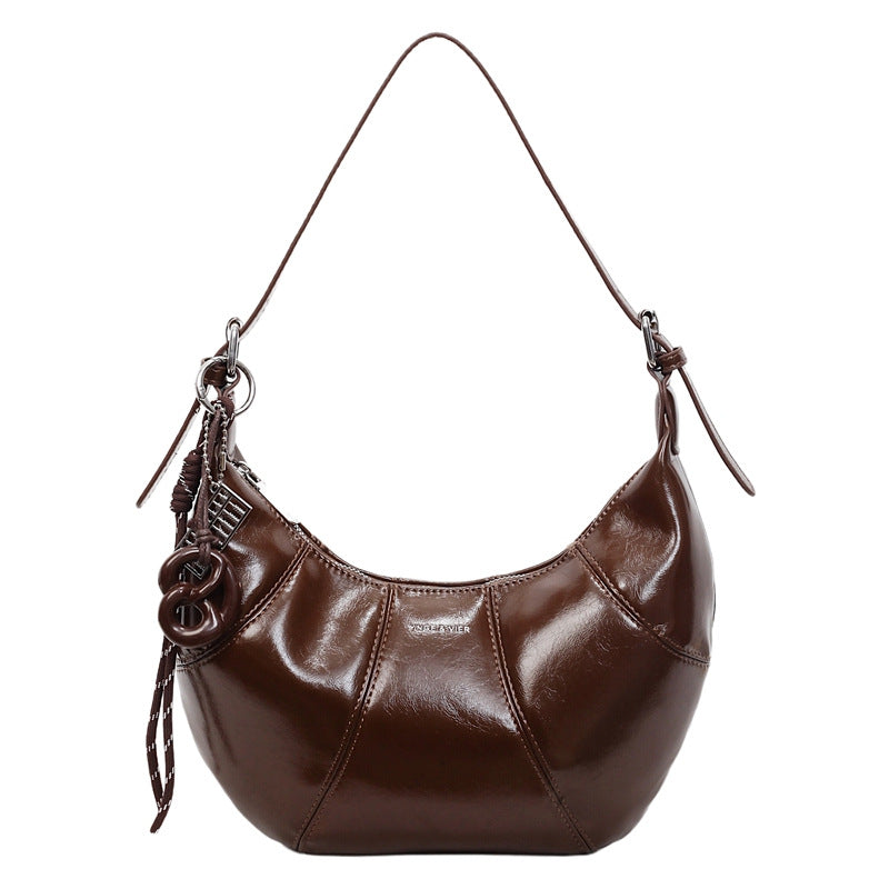 2025 new autumn/winter "maillard" style fashionable and versatile shoulder bag - commuter, niche design, crossbody bag, light luxury handbag