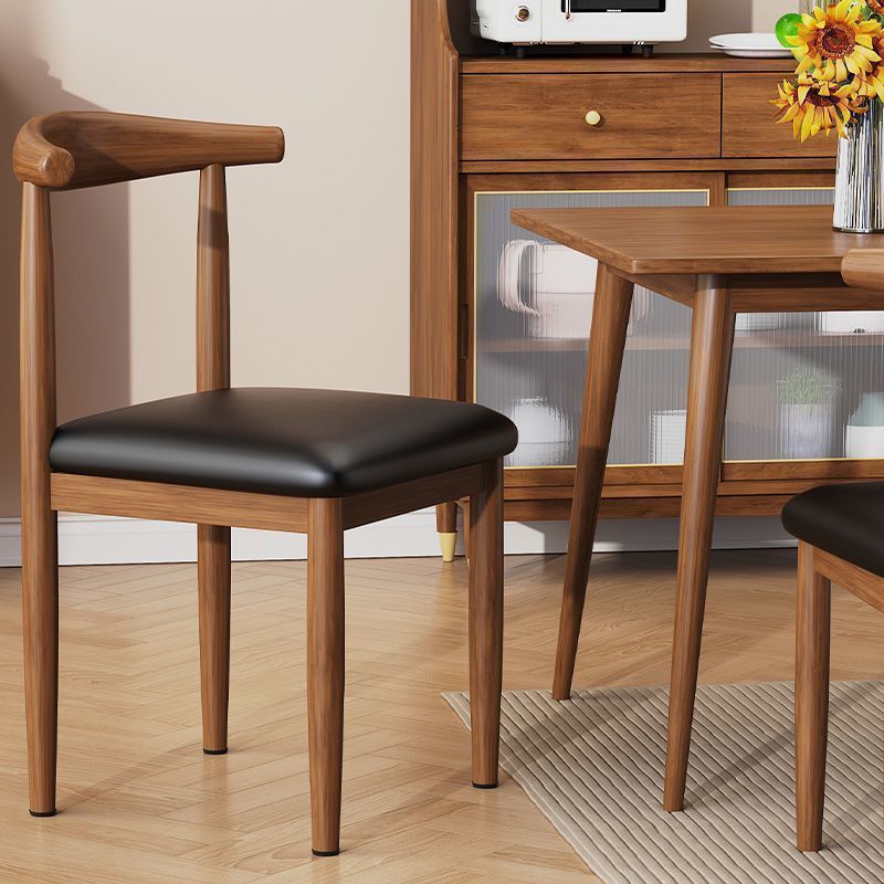 Dining chair for home dining table and chair scandinavian restaurant backrest stool modern rental house imitation solid wood iron horn chair