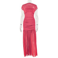 European and american style cross-border chic slim-fit women's solid color patchwork bodycon sleeveless high neck pleated workwear maxi dress
