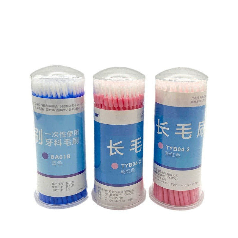 Dental small hair brush single head medicine stick long hair brush disposable medicine stick fluoride brush medicine brush 100 pcs/box