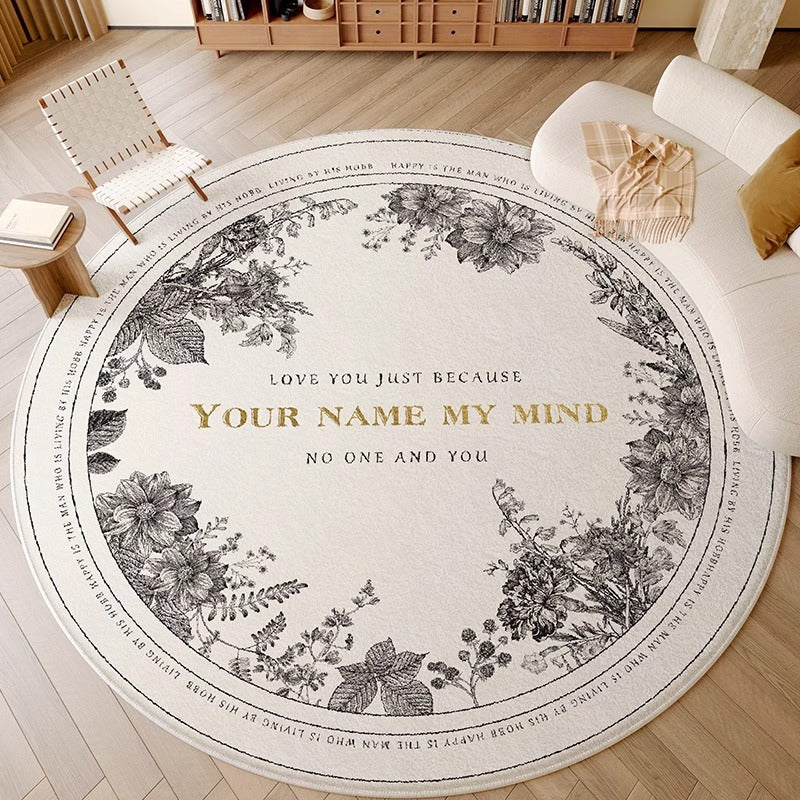 Carpet living room no-wash and wipeable round waterproof cream style  new bedroom bedside light luxury classy floor mat