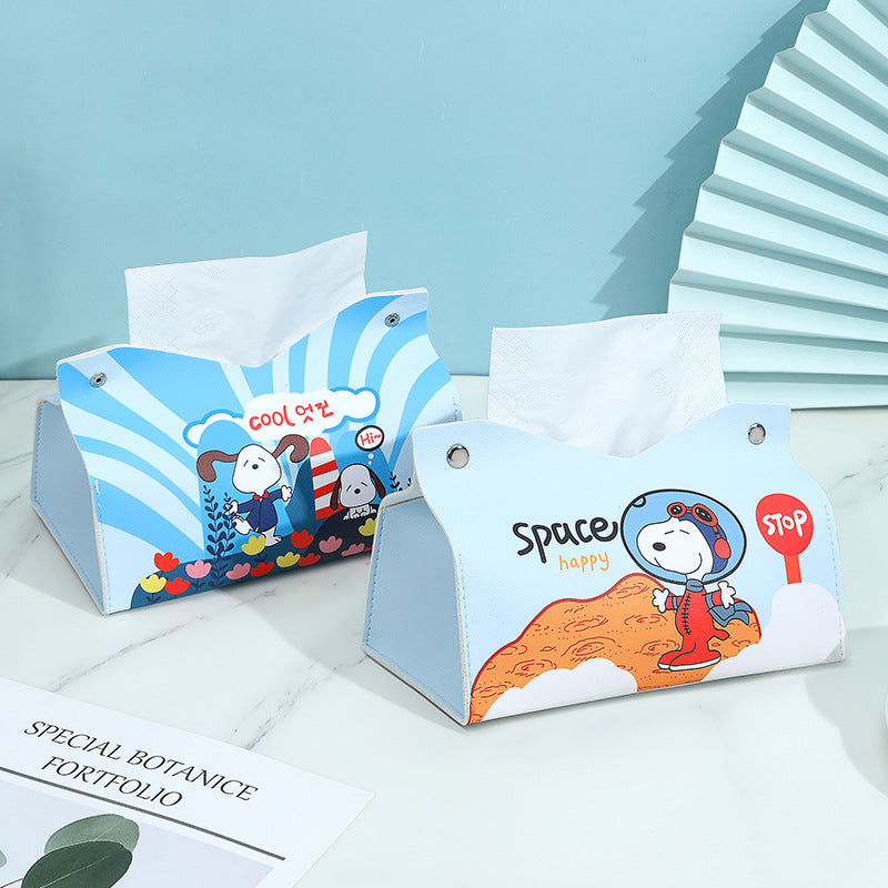 Cartoon Snoopy tissue box plaid living room family car bathroom napkin paper box pumping paper box pumping paper towel box