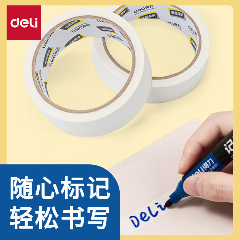 Deli 30672 Masking Paper Tape 36mm * 20y Spray Paint Protective Film Beauty Seam Easy Peeling Masking Glue Wrinkle Paper