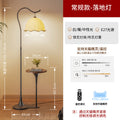 American retro double pillar floor lamp - creative study, living room, sofa side, walnut coffee table with storage shelf floor lamp