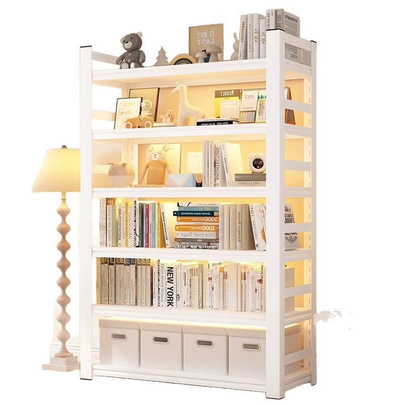 Steel bookshelf floor storage rack - home & kids book organizer, multi-tier wall-mounted storage for living room