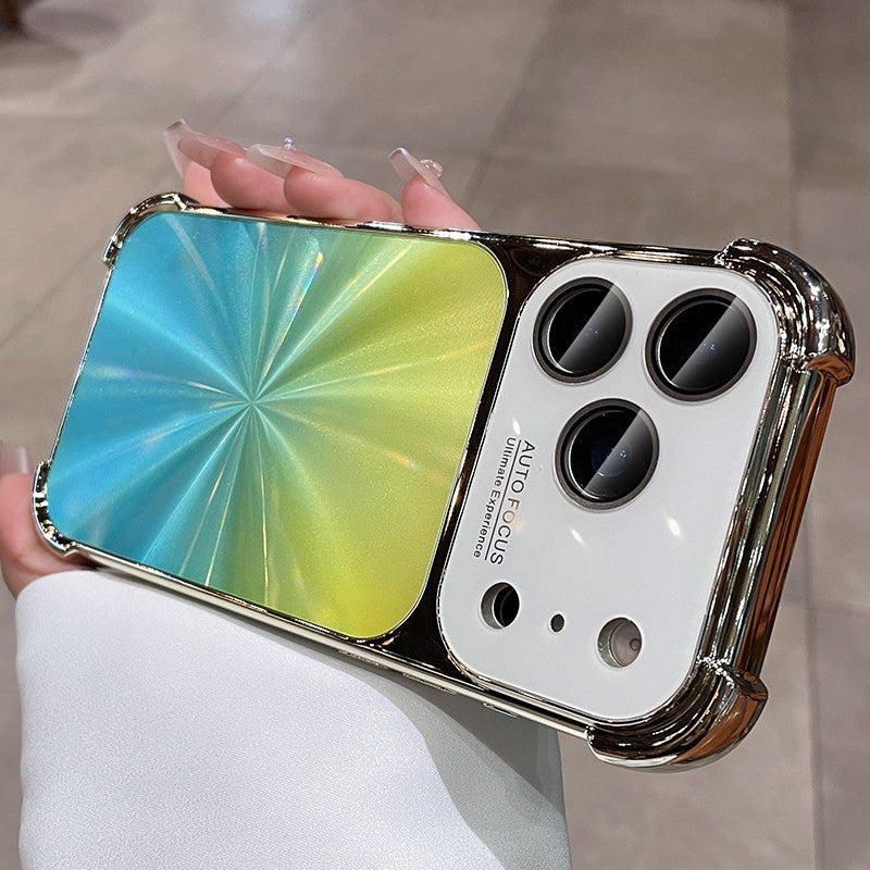 Dazzling laser cd pattern aurora large window case for iphone 16 pro max - instantly upgrade to iphone 17 style, also compatible with iphone 14