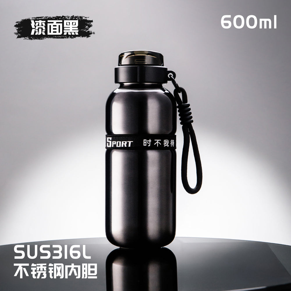 High-style 316 stainless steel dual-drink insulated tumbler with outdoor cycling handle – one-hand open, keeps drinks hot or cold