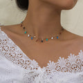 Fashion cross-border jewelry creative handmade fresh necklace female painting oil small pendant straight stick hanging mixed cut dripping oil clavicle chain
