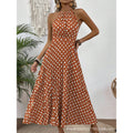 Xibo women's clothing  spring/summer fashion cross-border printed polka dot round neck maxi dress