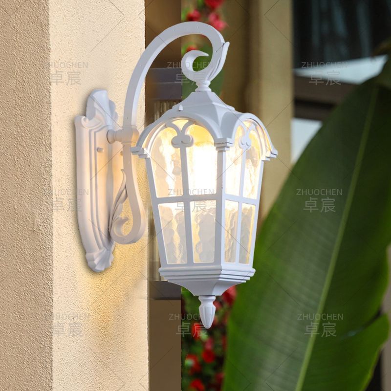 Solar powered wall light - modern waterproof outdoor lighting for villa gardens, patios, and balconies - white