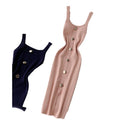 Knitted dress 2020 new summer style elegant square neck slim fit button-down sleeveless tank top slit midi dress