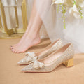 Bridal shoes wedding shoes for women 2023 new arrival not tiring feet main wedding dress shoes thick heel bridesmaid crystal shoes can be worn alone