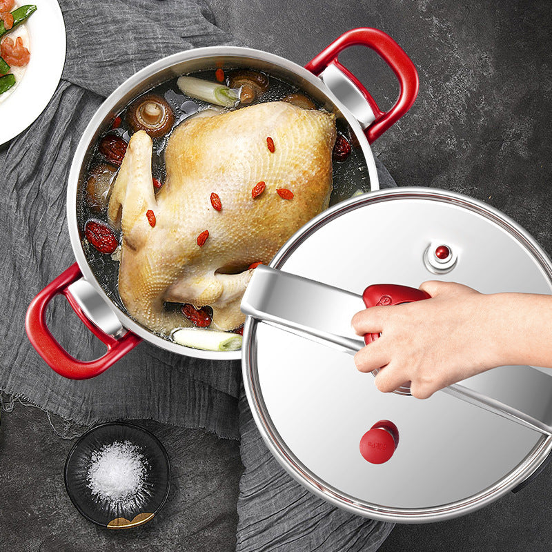 Stainless steel pressure cooker - heavy-duty, explosion-proof, high capacity - suitable for gas stoves and induction cooktops