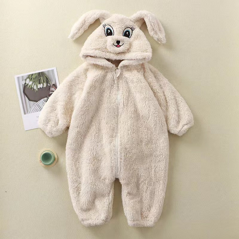 Baby cartoon bunny panda plush onesie infant cute warm clothes toddler romper home jumpsuit
