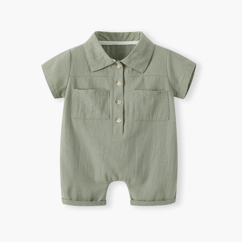 Newborn baby summer clothes - lightweight & adorable: newborn romper for baby boys - summer collection, perfect for first birthday celebrations - cute turn-down collar onesie
