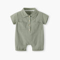 Newborn baby summer clothes - lightweight & adorable: newborn romper for baby boys - summer collection, perfect for first birthday celebrations - cute turn-down collar onesie