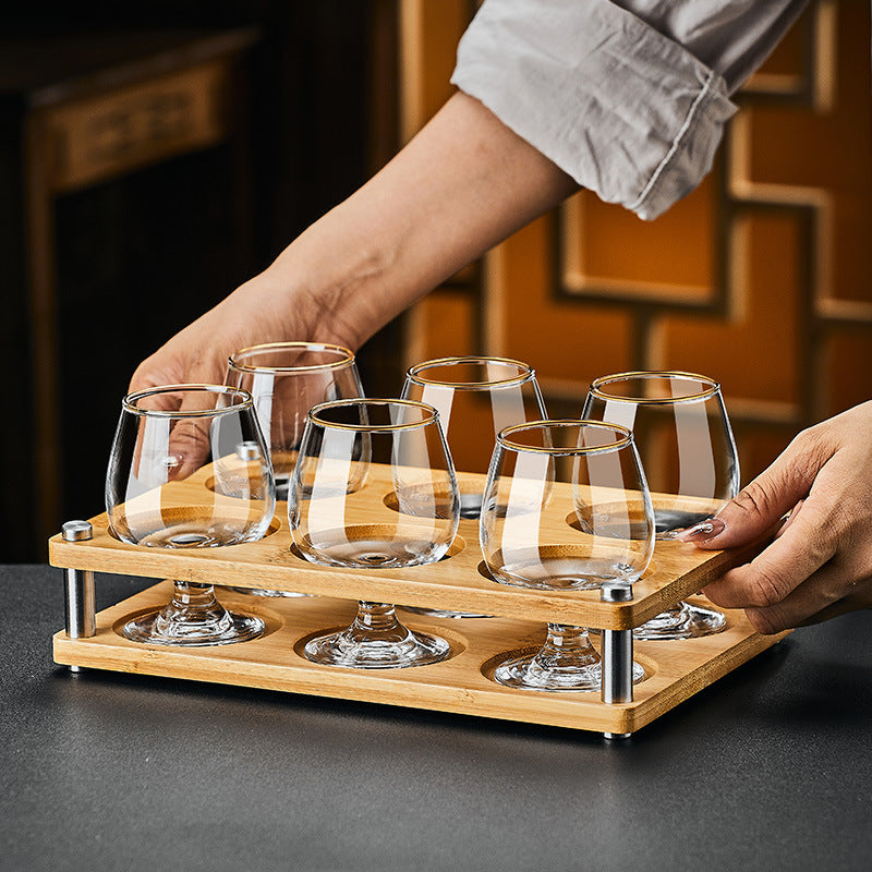 Creative european-style red wine glasses, 6-piece set, crystal glass brandy glasses, liquor glasses, whiskey glasses set for home use