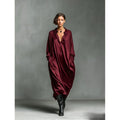 European and american cross-border new solid color satin long sleeve shirt dress