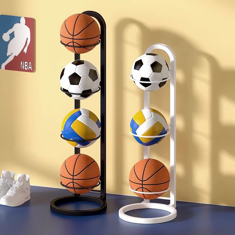 Ball storage rack - home basketball storage, soccer & sports multifunctional organizer, indoor multi-tier ball display stand