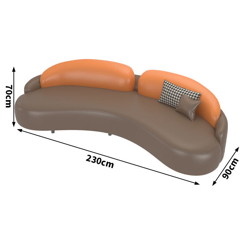 Commercial curved leather sofa office reception coffee table hotel sales center beauty salon reception negotiation table and chair set