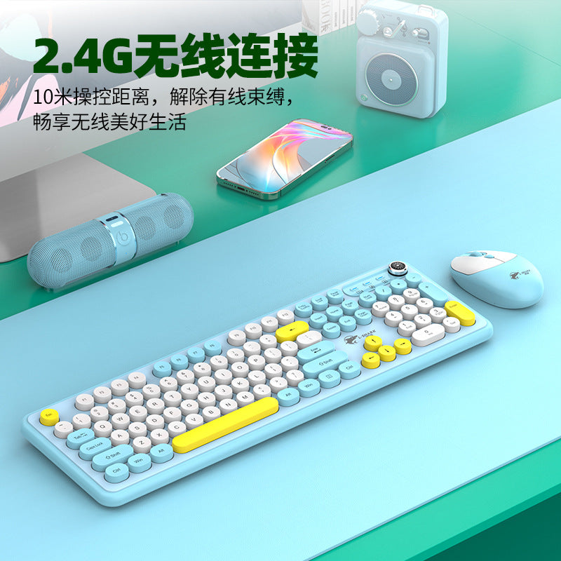 Dragon guardian t801a wireless keyboard and mouse combo - punk style keyboard with knob for desktop and laptop office use