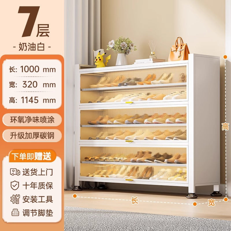 Shoe cabinet steel for home door all-in-one multi-layer dust-proof shoe rack entrance large-capacity storage cabinet metal storage shelf