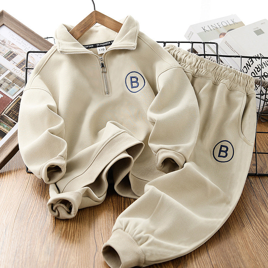Boys' spring fashionable sweatshirt set,  new trendy kids' spring two-piece outfit, spring and autumn style, handsome big kids' clothing