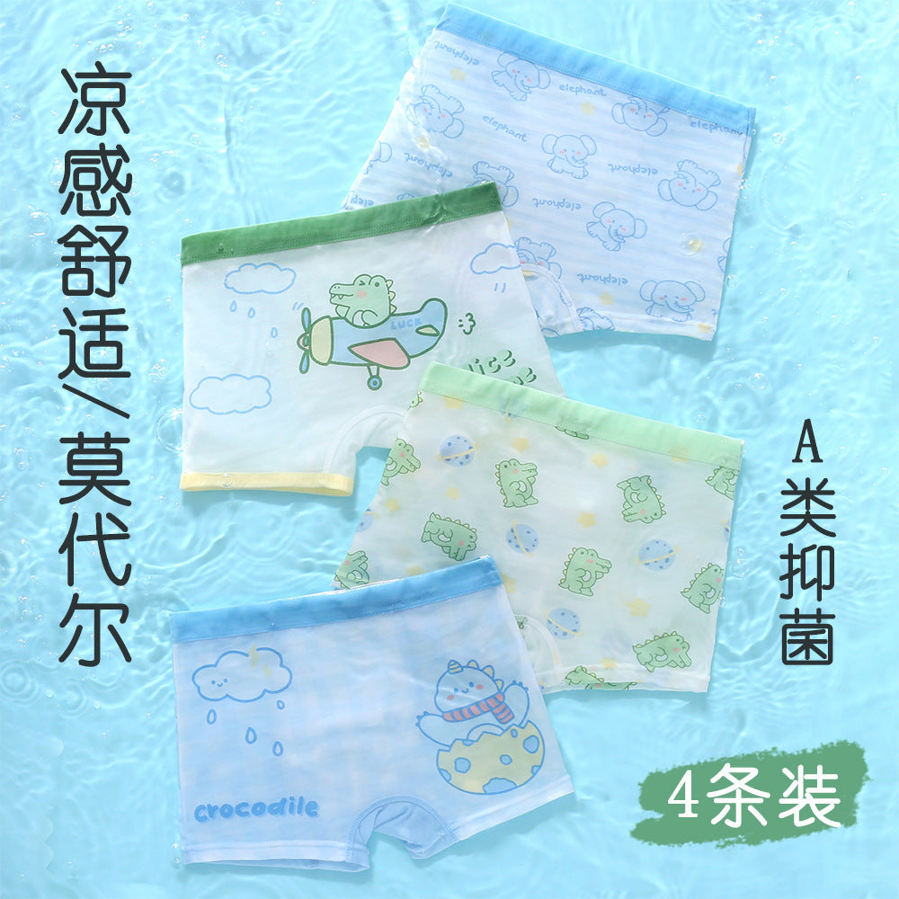 Modal boys underwear summer thin children's flat angle antibacterial crotch boxer shorts boy baby 100% cool