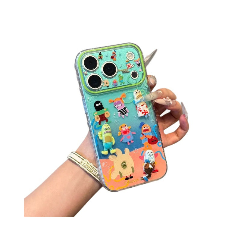 Clownfish family design iphone 17 pro max case - large view window, iphone 16 drop-proof protective cover, compatible with iphone 15