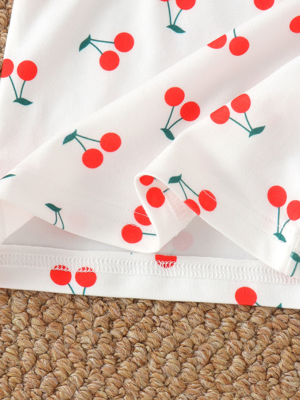 Kids clothing  cross-border new arrivalfashion spring & fallgirl cherry pattern white vest shorts