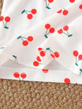 Kids clothing  cross-border new arrivalfashion spring & fallgirl cherry pattern white vest shorts