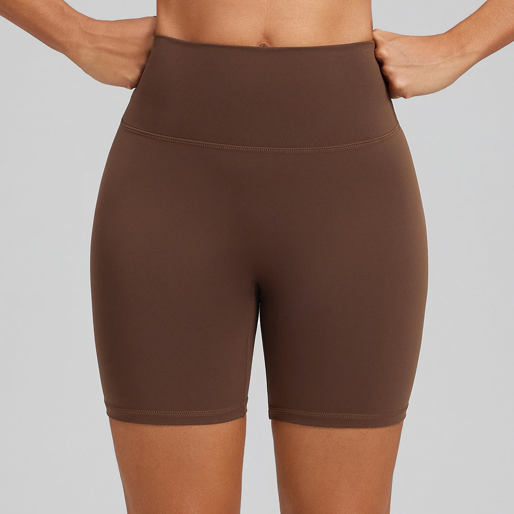 Fashionnew arrival lycra yoga shorts women's high waist hip lift no embarrassing line sweatpants outwear naked fitness shorts