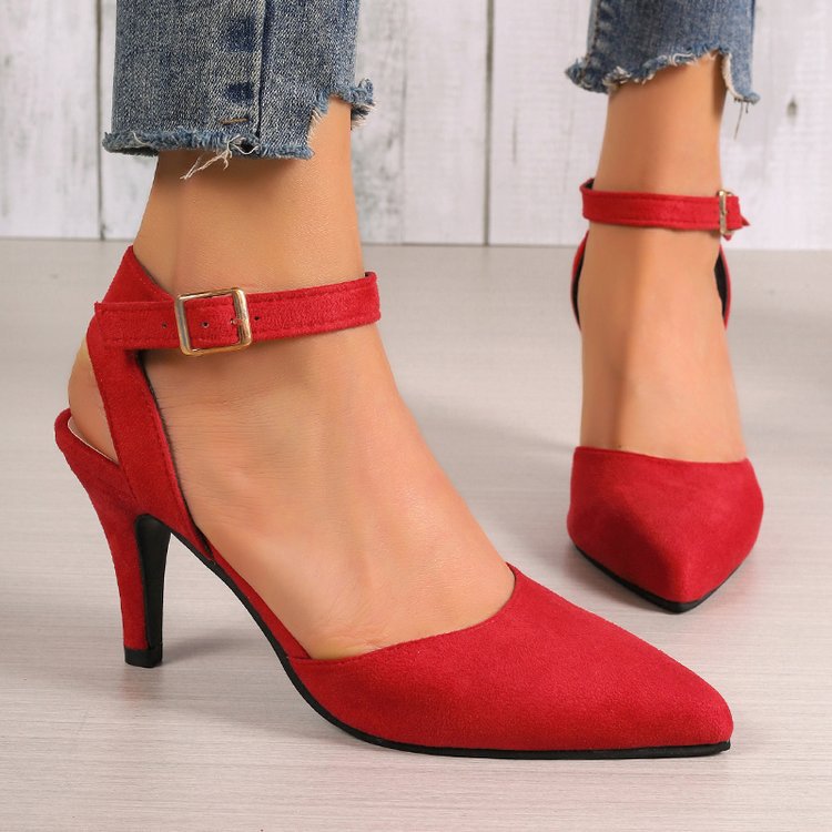 export 2026 summer new pointed-toe square buckle high heels fashionable single shoes stiletto closed-toe women's sandals