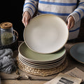 Ceramic retro steak plate for home vegetable plate japanese tableware large flat plate western food plate restaurant commercial pasta plate