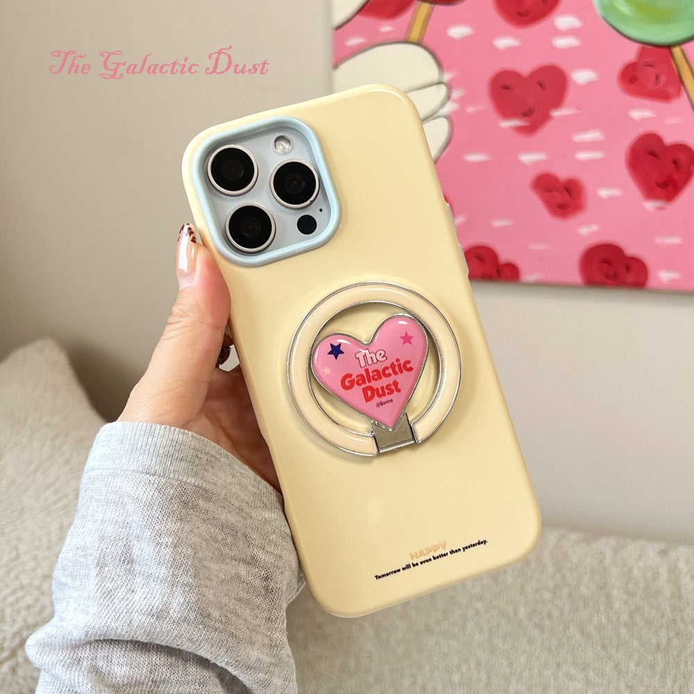 Two-tone heart stand phone case for apple 17 pro max - sweet girl style iphone 18 macaron jelly case