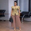 European and american cross-border women's fashion:  summer new arrival - elegant solid color asymmetrical vest top and pleated wide-leg pants set