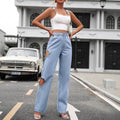 Pre-sale-15001# cross-border women's ins retro ripped women's high waist denim wide leg loose pants
