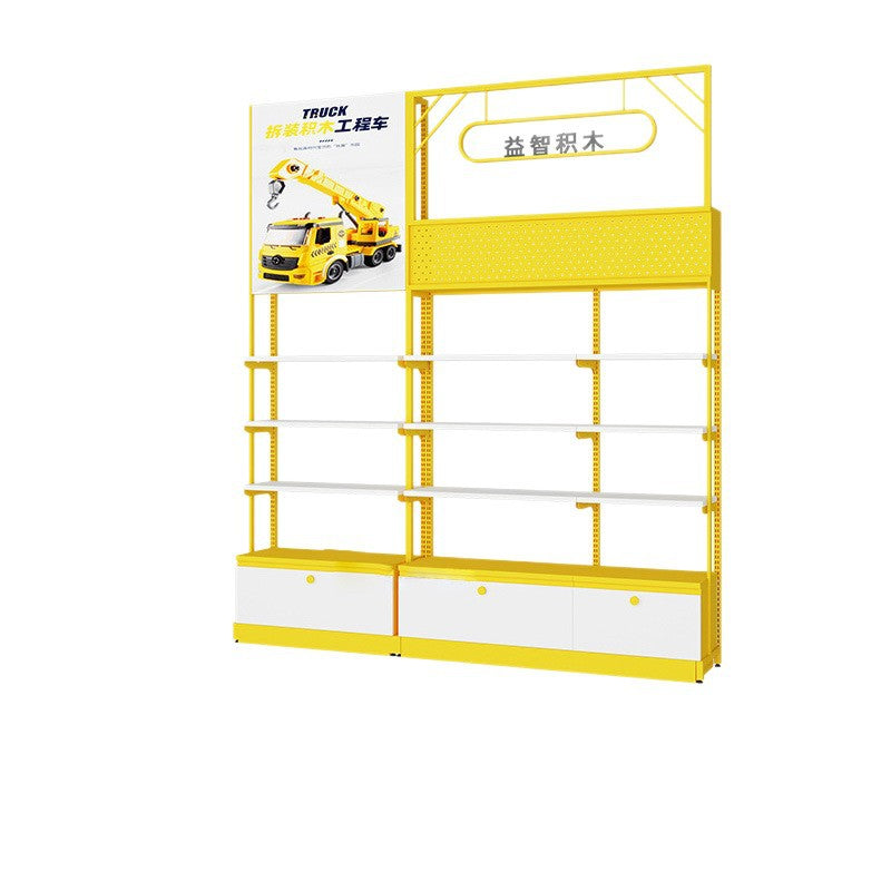 Customized Tide Play Store Shelves Multi-layer Shopping Mall Steel Wood Container Shelves Toys Acrylic Sheet Storage Boxes