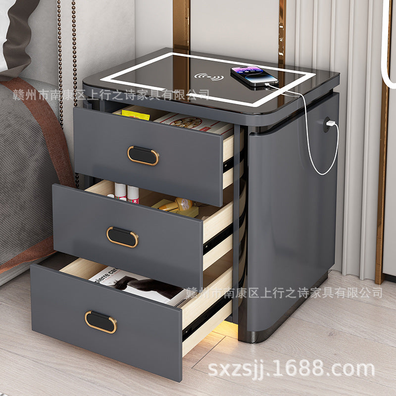 Smart home bedside table safe - all-in-one multifunctional wireless charging safe for bedroom bedside storage
