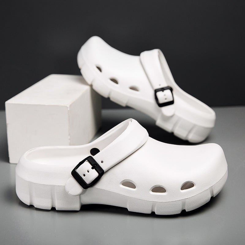 Foreign trade new Baotou Birkencool slippers women wear seaside beach hole shoes in summer versatile half-drag Muller shoes