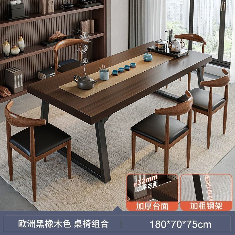 Solid wood color tea table and chair combination, one table and five chairs, tea table, new chinoiserie negotiation office large board tea table, coffee table