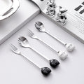 Cute cartoon stainless steel ceramic spoon ice cream scoop soup spoon wholesale fruit fork spoon high-value mixing spoon