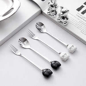 Carefully selected cute cartoon stainless steel ceramic spoons, ice cream spoons, wholesale fruit forks, spoons, high-looking mixing spoons