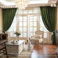 French retro green wheat ear velvet blackout curtains for living room and bedroom, thickened curtain fabric, shaoxing curtain wholesale