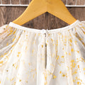 Girls' dress for toddlers and young children, leaf print mesh dress